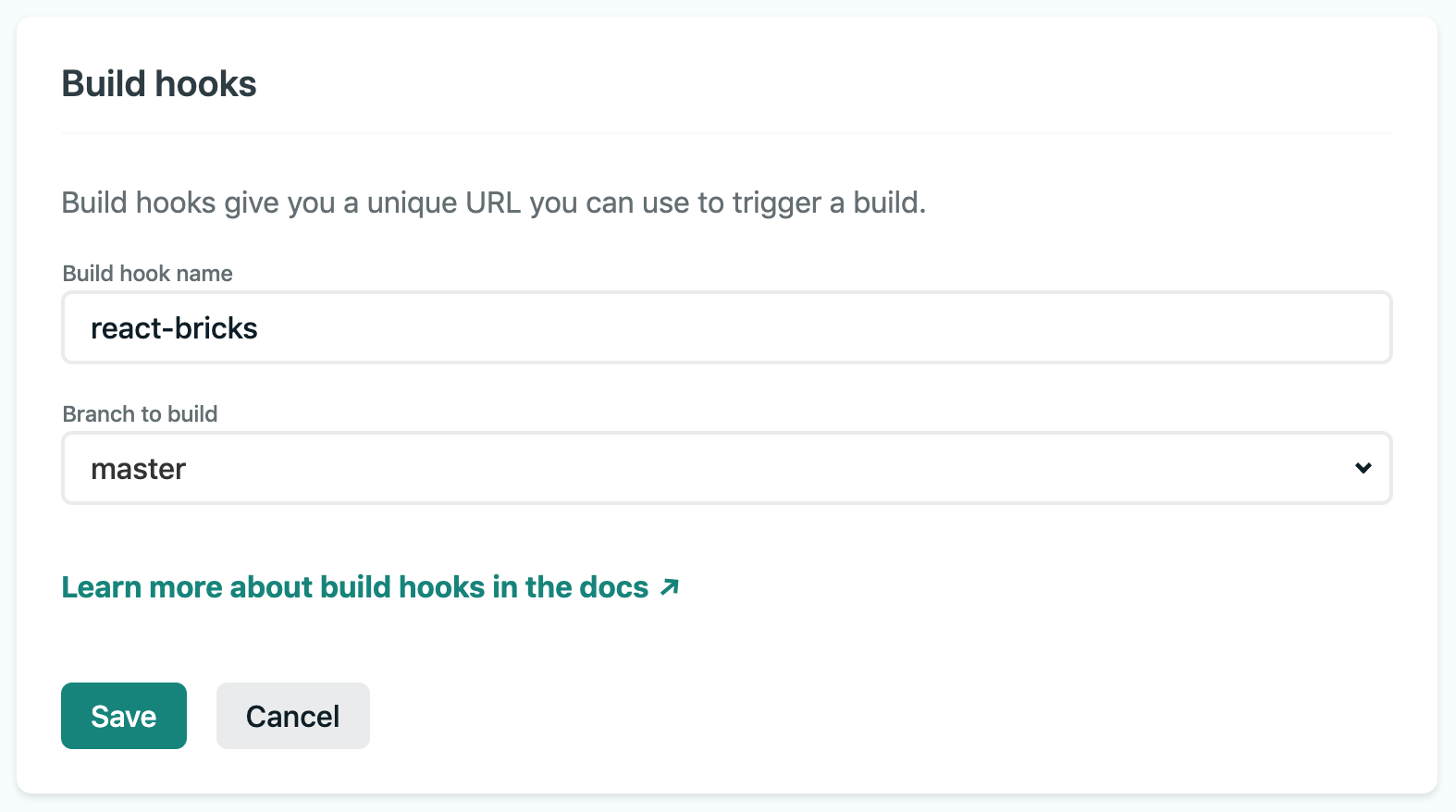 Netlify deploy hook for React Bricks