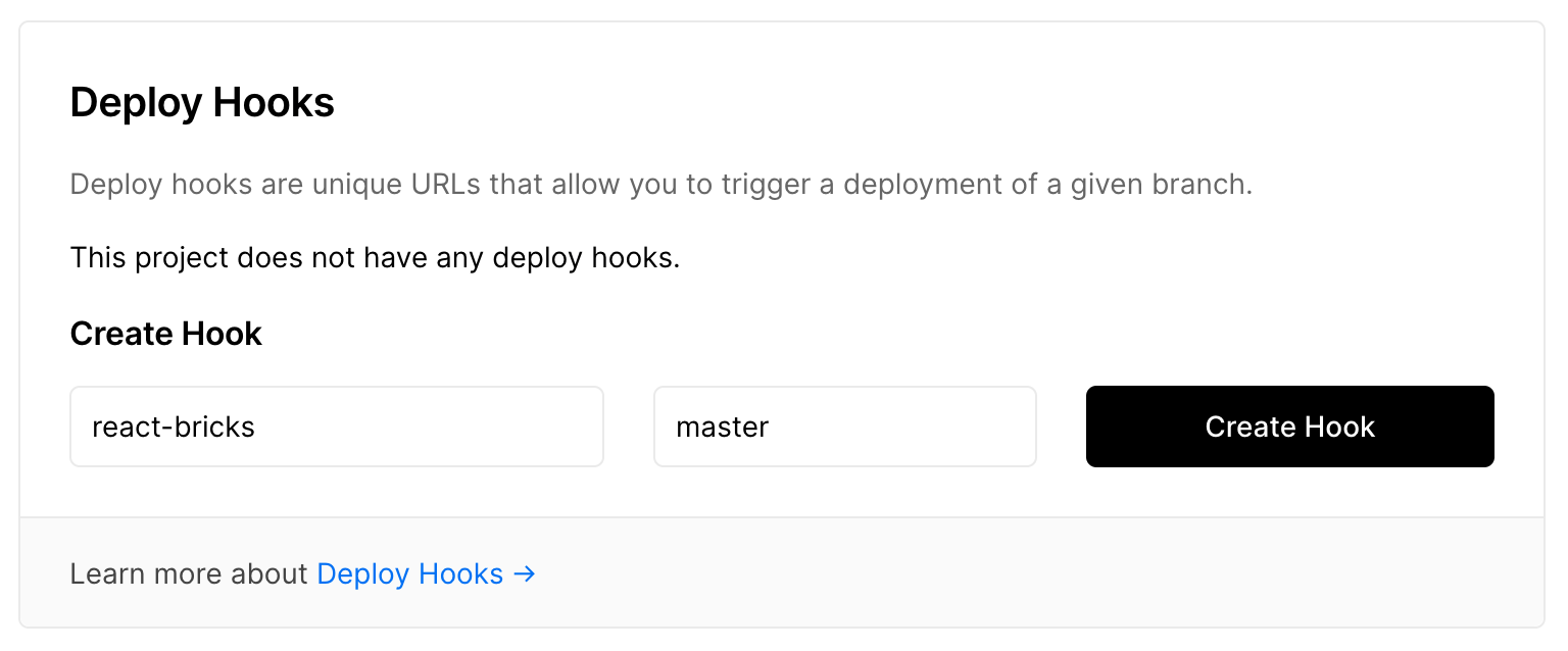 Vercel deploy hook for React Bricks